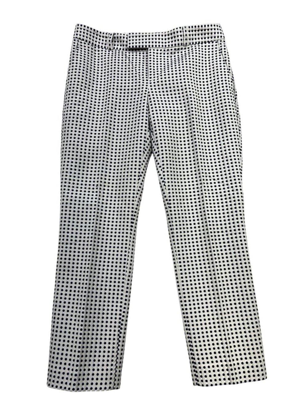 Banana Republic Womens Polka Dot Straight Dress Pants Size 4 White Blue Ankle